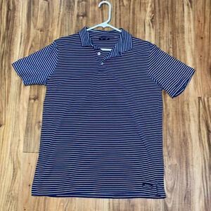 Simply southern men’s medium polo shirt blue white stripe casual cotton stretch
